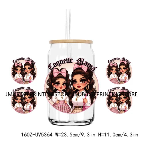 Mother's Day Daughter Son Latina Mexican Mama 16OZ UV DTF Cup Wrap Transfer Sticker Custom Waterproof Logo For Libbey Glass Can