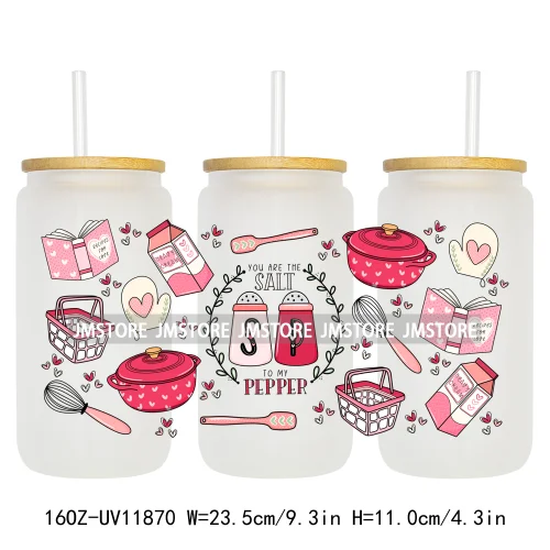 Coquette Bow Pencil 16OZ UV Cup Wrap DTF Transfer Stickers For Libbey Glass Can Cups Tumbler Cherry Heart Love Valentines Day