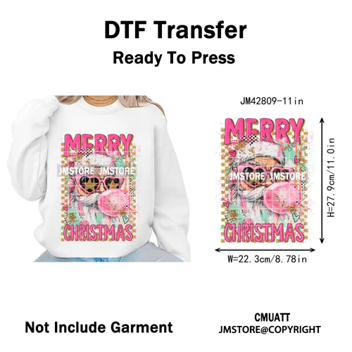 Funny Christmas Tree Coquette Holly Jolly Merry and Bright Festive Lover Iron on DTF Transfer Sticker Ready to Press for Hoodies
