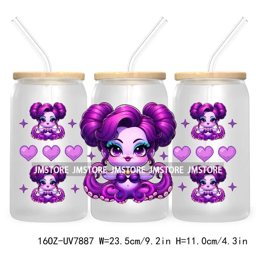 Cute Baby Princess Queen 16OZ UV Cup Wrap DTF Transfer Stickers For Libbey Glass Can Cups Tumbler Waterproof Labels Best Friends