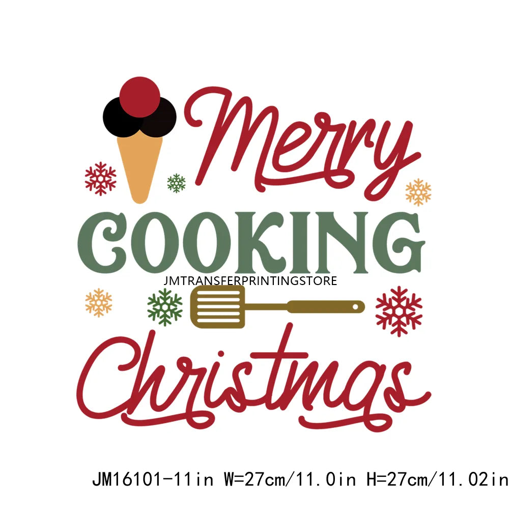 Custom Gingerbread Bakery Holly Jolly Vibes Merry Cookie Christmas Baking Crew Santa's Cookies DTF Transfer Decals For T-Shirt