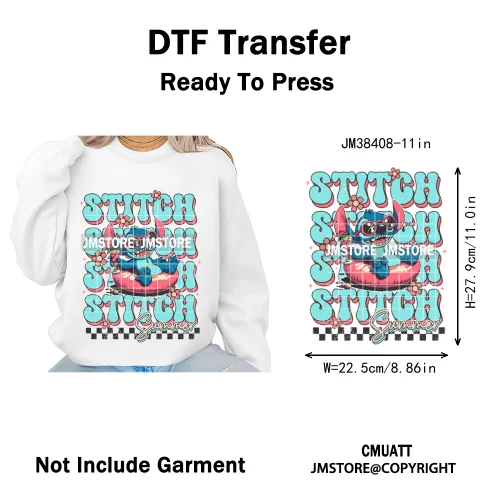 Cute Summer Holiday Life Palm Beach Vibes Cartoon Characters Coquette Iron on DTF Transfers Stickers Ready to Press for Clothing