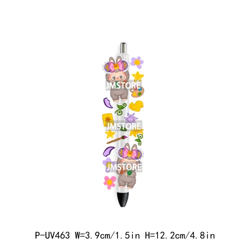 Cute Cartoon Monsters Character Kids UV DTF Pen Wraps Ready To Apply Transfer Stickers Waterproof Prints Durable Custom Labels