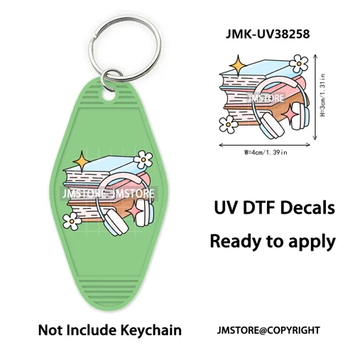 Bookish Journal Coquette Bow Flowers Heart UV DTF Motel Keychain Decal Ready To Ship Transfer Stickers Prints For Hotel Keychain