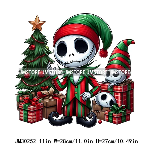 Christmas Cartoon Animal Characters Snow Holiday Santa Tree Gifts Iron On DTF Transfers Stickers Ready To Press For Sweatshirts