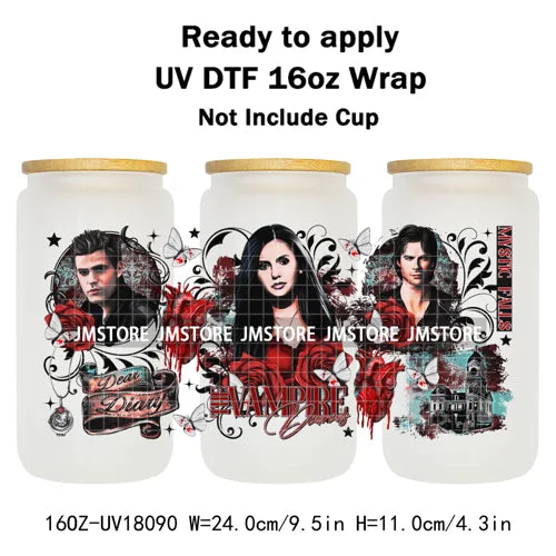 Halloween Pumpkin Spice Magical Cartoon 16OZ UV DTF Cup Wraps Ready To Apply Waterproof Transfer Stickers For Libbey Glass Can