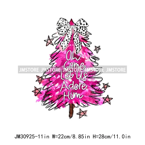 Oh Come Let Us Adore Him Jesus Religious Christmas Season Bible Verse Iron On DTF Transfers Stickers Ready To Press For T-shirts