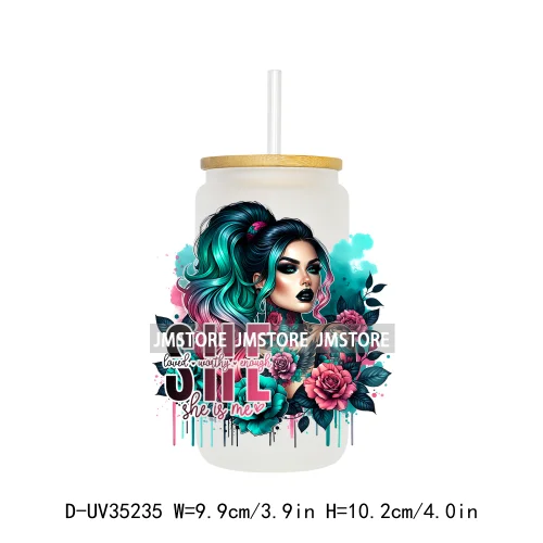 Funny Sarcastic Woman Sassy Girl UV DTF Transfer Stickers Decals Ready To Apply Waterproof For 16OZ Libbey Glass Can Cup Tumbler