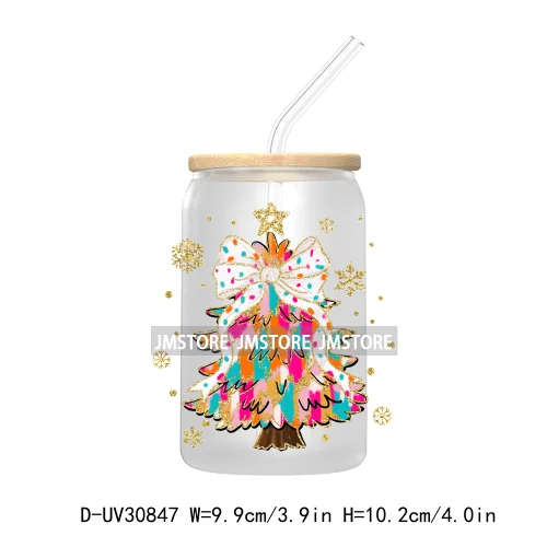 Christmas Pencil Tree Gift For Teacher UV DTF Transfer Stickers Decals For Libbey Cold Cups Mugs Tumbler Waterproof Coquette Bow