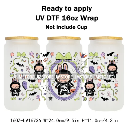 Witchy Laboo Girly Halloween Pumpkins UV DTF Stickers Ready To Transfer Cup Wrap Custom Labels For Libbey Can Glass Tumblers Mug