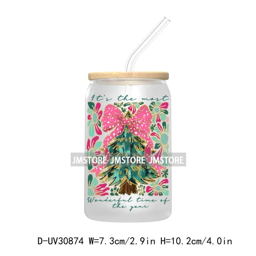 Christmas Pencil Tree Gift For Teacher UV DTF Transfer Stickers Decals For Libbey Cold Cups Mugs Tumbler Waterproof Coquette Bow