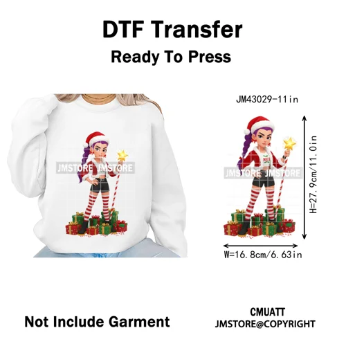 Kpop Hunters Merry Christmas Tiger Anime Lover Holiday Gift Iron on DTF Heat Transfers Stickers Ready to Press for Sweatshirts