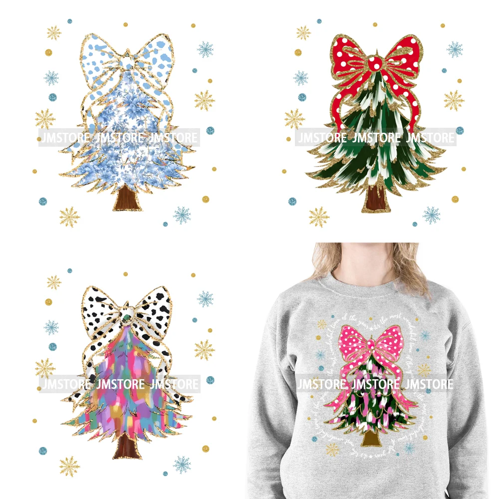 Cute Most Wonderful Time Of The Year Coquette Christmas Season Tree Iron On DTF Transfer Stickers Ready To Press For Sweatshirts