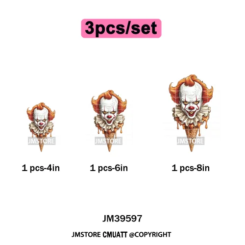Scary Halloween Popsicles Horror Movie Killers Character Iron on DTF Washable Transfers Stickers Ready to Press for Textile Bags
