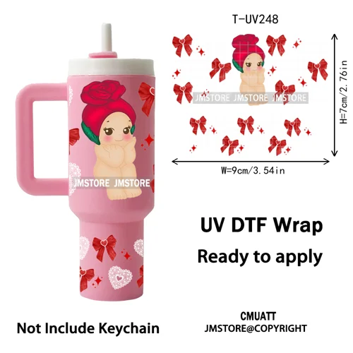 Princess Mirror Coquette Bow Family Vacation UV DTF Wraps Ready To Use Transfer Stickers Waterproof For Mini Tumbler Keychain