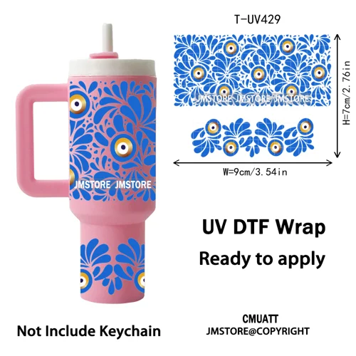 Concha Mexican Culture Cartoon Cow UV DTF Mini Tumbler Keychain Wraps Ready To Apply Transfer Stickers Prints Waterproof Decals