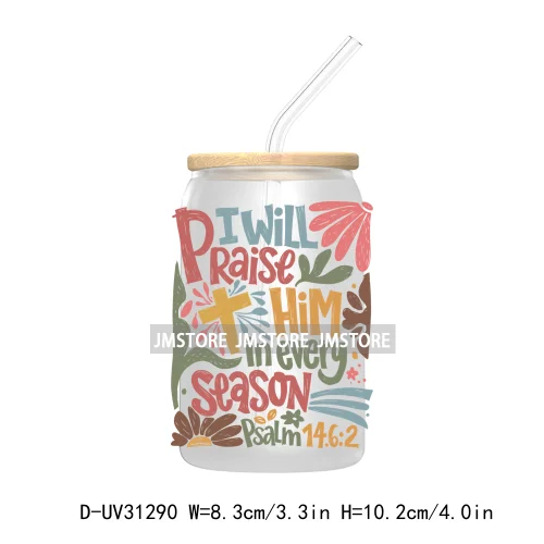 Thanksgiving Pumpkin Fall Bible Verse UV Sticker Decal For Libbey Cold Cup Mug Tumbler Transfer Sticker Coquette Bow Jesus Cross