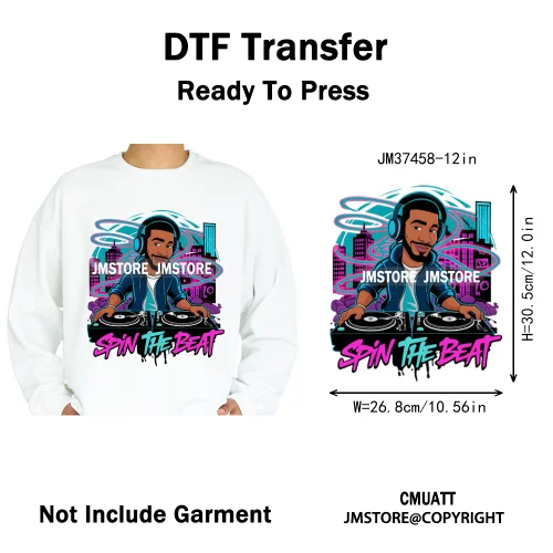 12in Colorful Rap Music Rock Vibes Mud Master Truck Space Trip Graffiti Iron on DTF Transfer Stickers Ready to Press for T-shirt