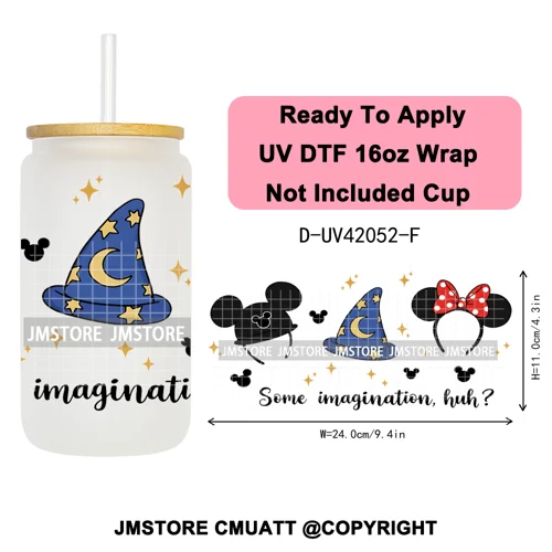 Mouse Halloween Villain Girly Cartoon Princess 16OZ UV DTF Cup Wraps Ready To Apply Transfer Stickers For Libbey Glass Can Mugs