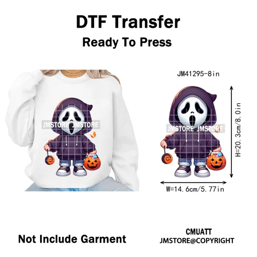 Spooky Halloween Scary Ghost Pumpkin Mama Kids Family Love Iron on Washable DTF Transfers Stickers Ready to Press for Textile