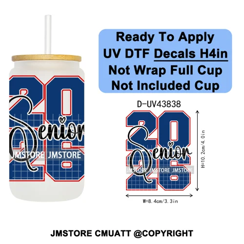 Graduation Crew 2026 Senior UV DTF Transfer Stickers Decals Ready To Apply Good Quality Prints For Libbey Cold Cup Mug Bottle