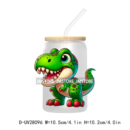 Cute Baby Dinosaur Kids Gift UV DTF Transfer Stickers Decals For Libbey Cold Cups Mugs Tumbler Waterproof Craft Cartoon Animals