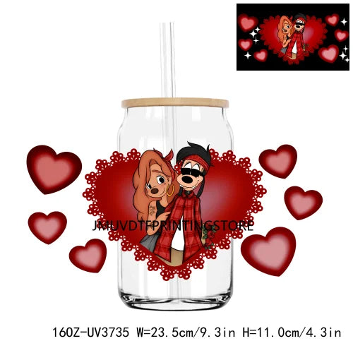 Cartoon Movie Characters Best Friends UV DTF Sticker For 16OZ Libbey Glass Cup Can Wrap Transfer Sticker Custom Labels DIY Logo