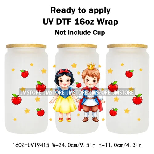 Kids Cartoon Character Flowers Butterfly 16OZ UV DTF Cup Wraps Ready To Apply Waterproof Transfer Stickers For Libbey Glass Can