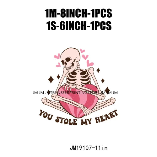 Pink Retro Skeleton Anti Valentine Club Talk About Love Dead Inside But It's Valentine's Skull DTF Transfer Stickers For Shirts