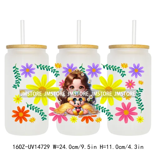 Magical Princess Bow Cartoon Girl 16OZ UV DTF Cup Wraps Ready To Apply Waterproof Transfer Stickers For Libbey Glass Can Tumbler