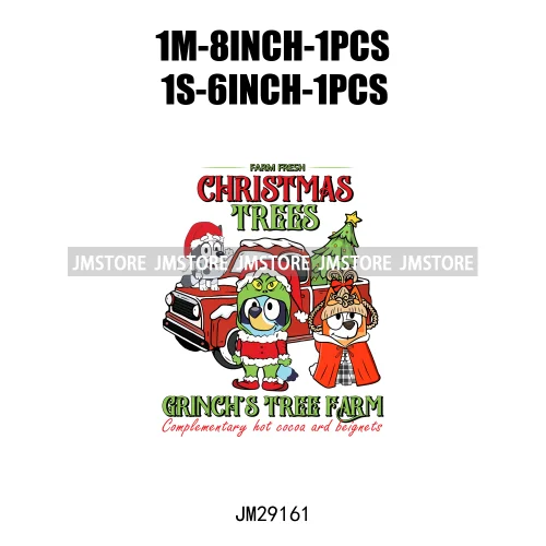 Cute Cartoon Blue Dog Family Character Merry Christmas Vibes Decals Iron On DTF Transfers Stickers Ready To Press For Sweatshirt