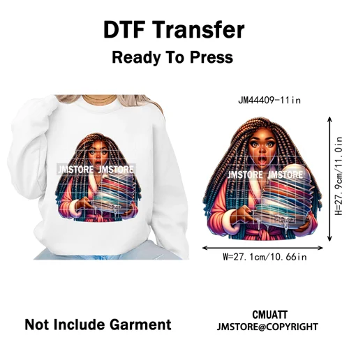 Sassy Facial Expressions Black Girl Housewife Remote Work Iron on Washable DTF Transfers Stickers Ready to Press for Sweatshirts