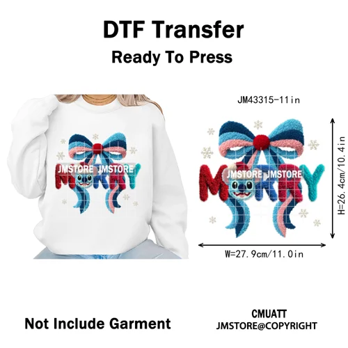 Latch Hook Faux Yarn Cartoon Movie Friends Merry Christmas Iron on Washable DTF Transfers Stickers Ready to Press for Textiles