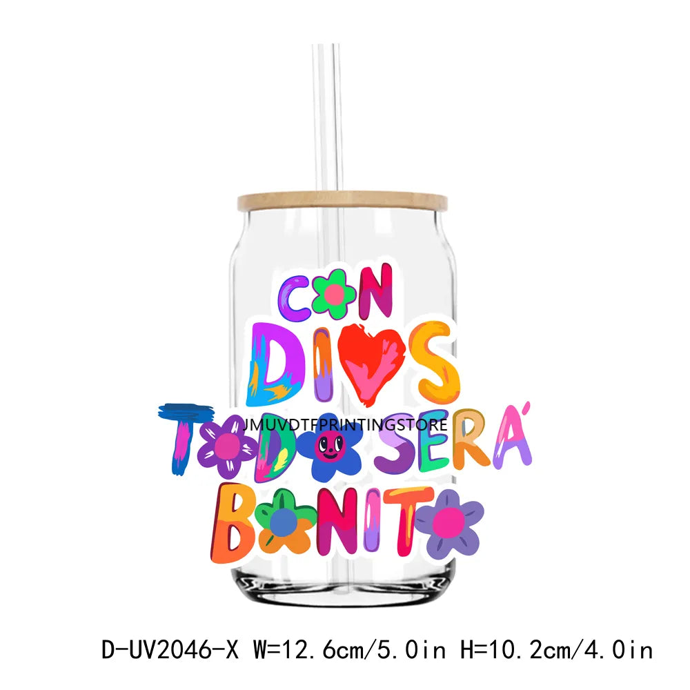 Latin Culture Bonita Colorful UV DTF Transfers Stickers Decals For Libbey Cold Cups Mugs Tumbler Waterproof DIY Craft