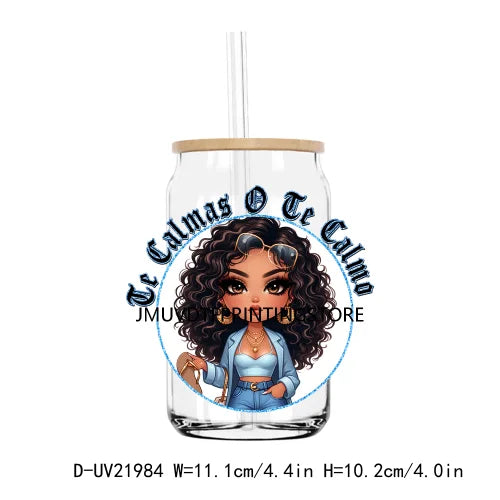 Chibi Latina Mom Sayings UV DTF Transfers Stickers Decals For Libbey Cold Cups Mugs Tumbler Waterproof DIY Craft Mexican Culture