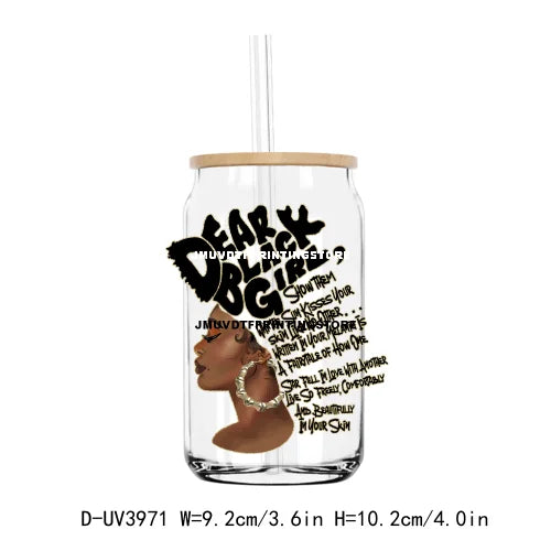 I Am Black History UV DTF Sticker For 16OZ Libbey Glass Cup Can Afro Girl Women Wrap Transfer Sticker Custom Labels DIY Logo