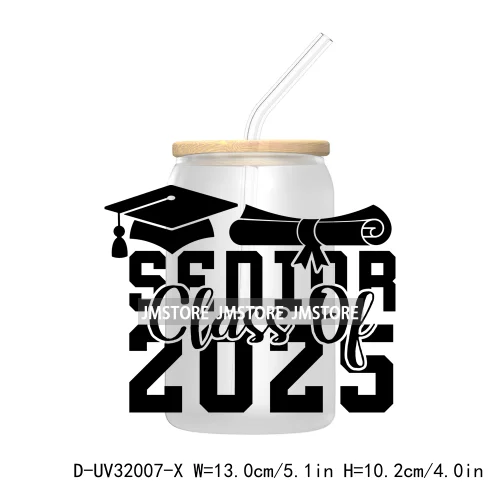 Coquette Bow Senior 2025 Western Grad Squad UV DTF Transfer Stickers Decals For Libbey Cold Cups Mugs Tumbler Waterproof Logo