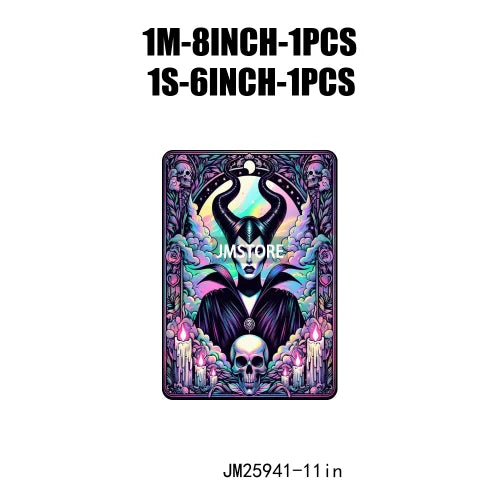 Custom Horror Halloween Emperor Empress Witch Skull Tarot Card Decals DTF Iron On Transfers Stickers Ready To Press For Clothing