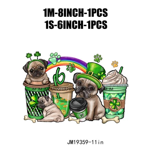 Shamrock Crusher Sassy litt lassie St Patricks Day Coffee Rainbow Gnomies Logos DTF Transfer Stickers Ready To Press For Hoodies