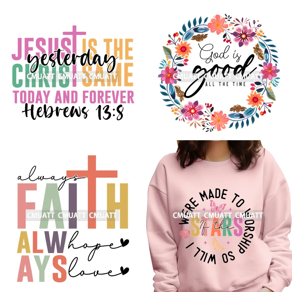 Funny Jesus Praying Psalm Trust Lord Blessed Religious Bible Verse Iron On DTF Transfer Stickers Ready To Press For Hoodies