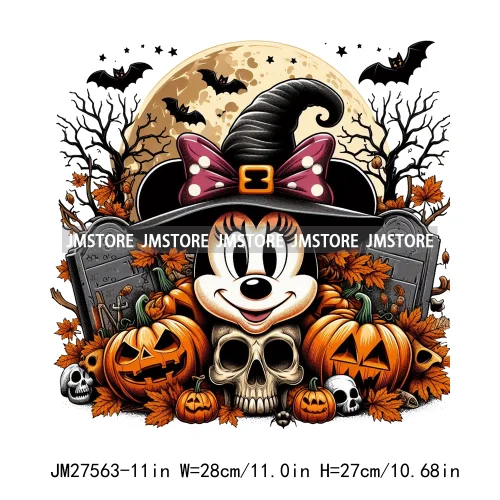 Cartoon Halloween Spooky Season Pumpkin Rip Gravestone Skull DTF Iron On Transfers Stickers Printing Ready To Press For Clothing