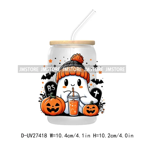 Cute Bougie Ghost Boo Halloween UV DTF Transfer Stickers Decals For Libbey Cold Cup Mug Tumbler High Quality Fall Pumpkin Season