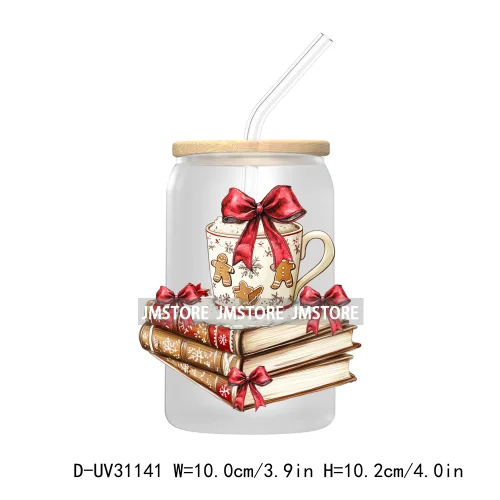 Tis The Season Christmas Santa Cookie UV DTF Transfer Stickers Decals For Libbey Cold Cups Mugs Tumbler Waterproof Book Lovers