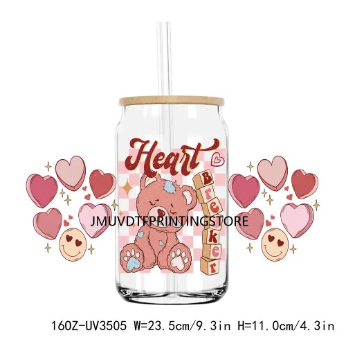 Valentine's Day Skull Skeletion Flower UV DTF Sticker For 16OZ Libbey Glass Cup Can Wrap Transfer Sticker Custom Labels DIY Logo