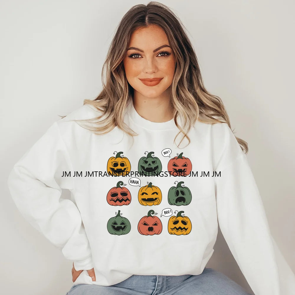 Happy Hunting Halloween Kpop Pumpkin Witch Boys Girl Dinner Iron on DTF Washable Transfers Stickers Ready to Press for T-shirts