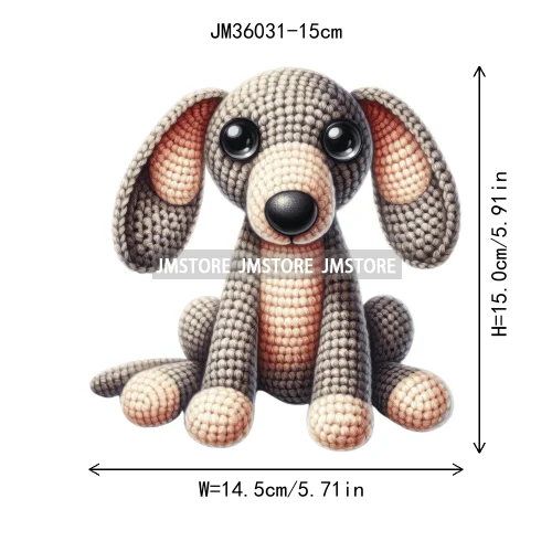 15cm 5.9in Colorful Cute Needle Hook Animal Iron On DTF Heat Transfer Sticker For Clothes Print Vinyl Washable T-Shirt Appliques