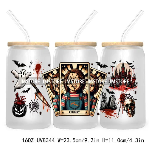 Ghostface Halloween Characters Tarot Card UV DTF Wraps Transfer Stickers Custom Labels Waterproof Logo For 16OZ  Libbey Cup Can