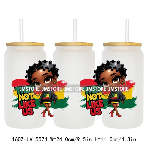 1865 Juneteenth Black History Month UV DTF Cup Wraps Ready To Apply CustomTransfer Stickers For 16OZ Libbey Glass Can Tumbler