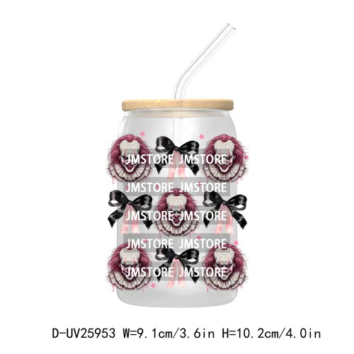 Horror Coquette Halloween UV DTF Transfer Stickers Decals For Libbey Cold Cups Mugs Durable Waterproof Custom Labels Scary Movie