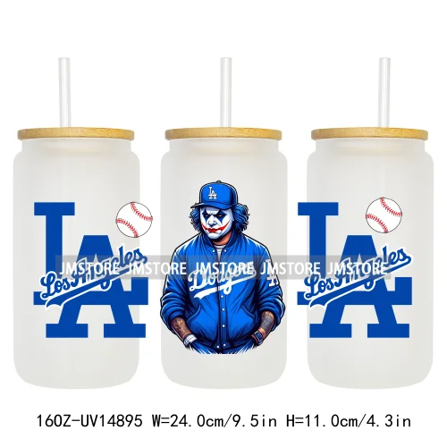 Baseball Sport Cartoon Characters UV DTF Wraps Transfer Sticker Ready To Apply Waterproof Logo For 16OZ Libbey Glass Can Tumbler